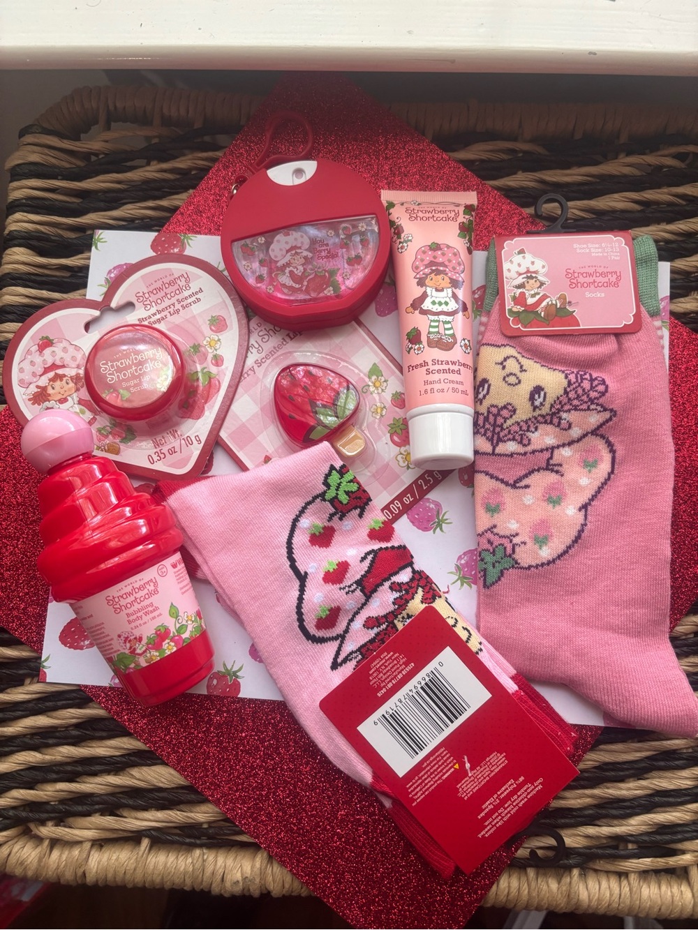 Strawberry Shortcake Rainbow Backpack,Socks,Lip Balm & More. FREE GIFT